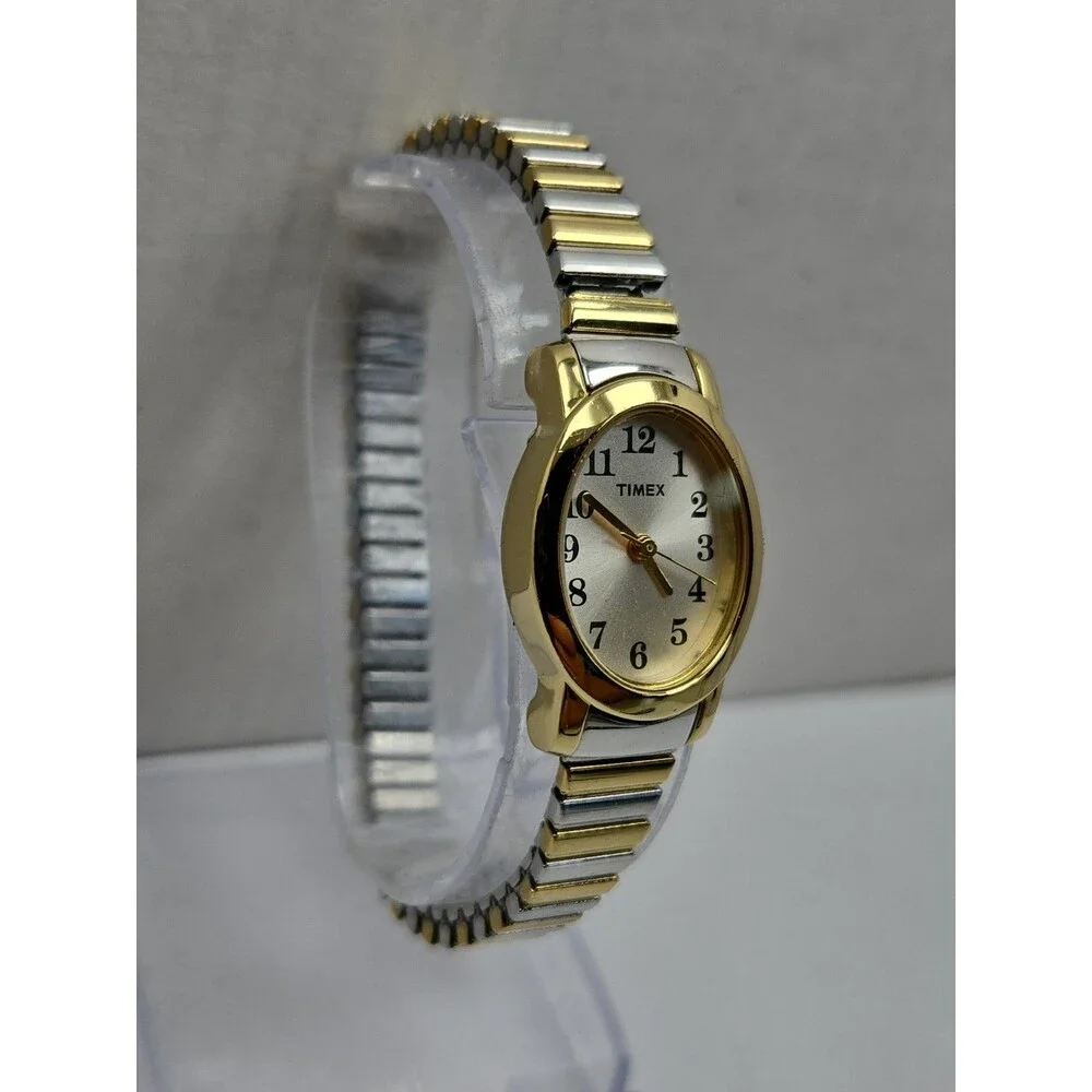 Vintage Timex Cavatina Womens Oval Gold Silver Two Tone Watch Dainty New Battery